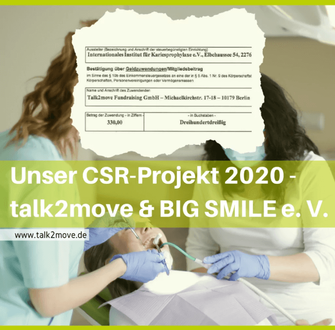 talk2move Blog - Unser CSR Projekt 2020 - talk2move und BIG SMILE e.V.